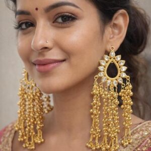 Gold plated traditional Kashmiri earrings